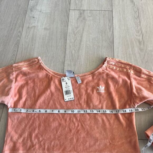 Adidas Velour Scoop Neck Crop Sweatshirt size S - Picture 3 of 7